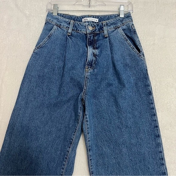 Zara Blue Flare Wide Leg Jeans - Picture 2 of 6